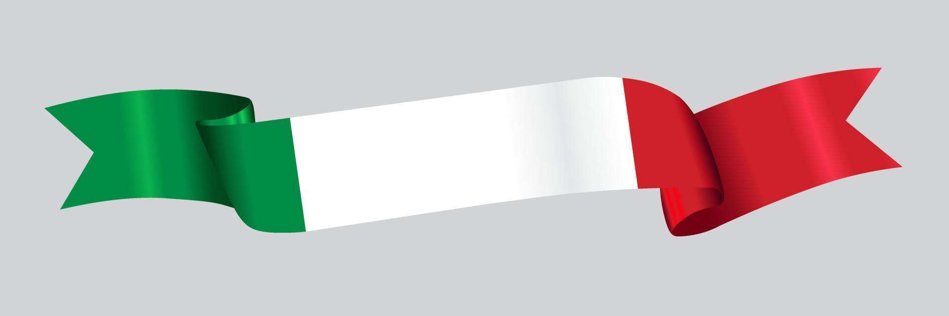 3D Flag of Italy on ribbon. vector