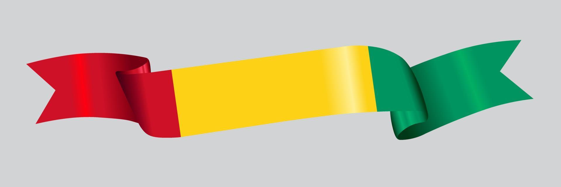 3D Flag of Guinea on ribbon. vector