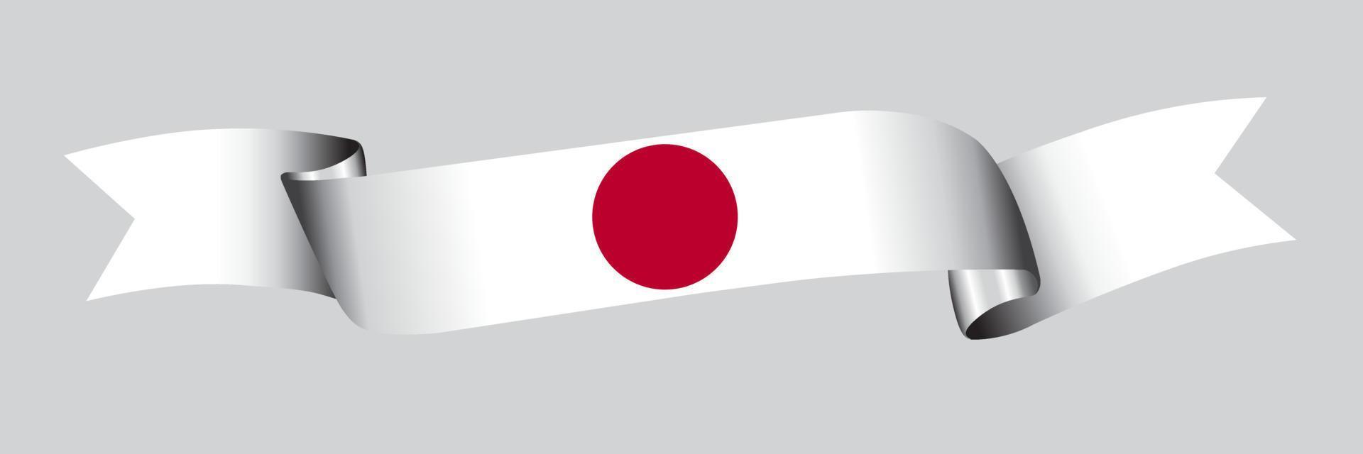 3d bandera de japón en cinta. vector