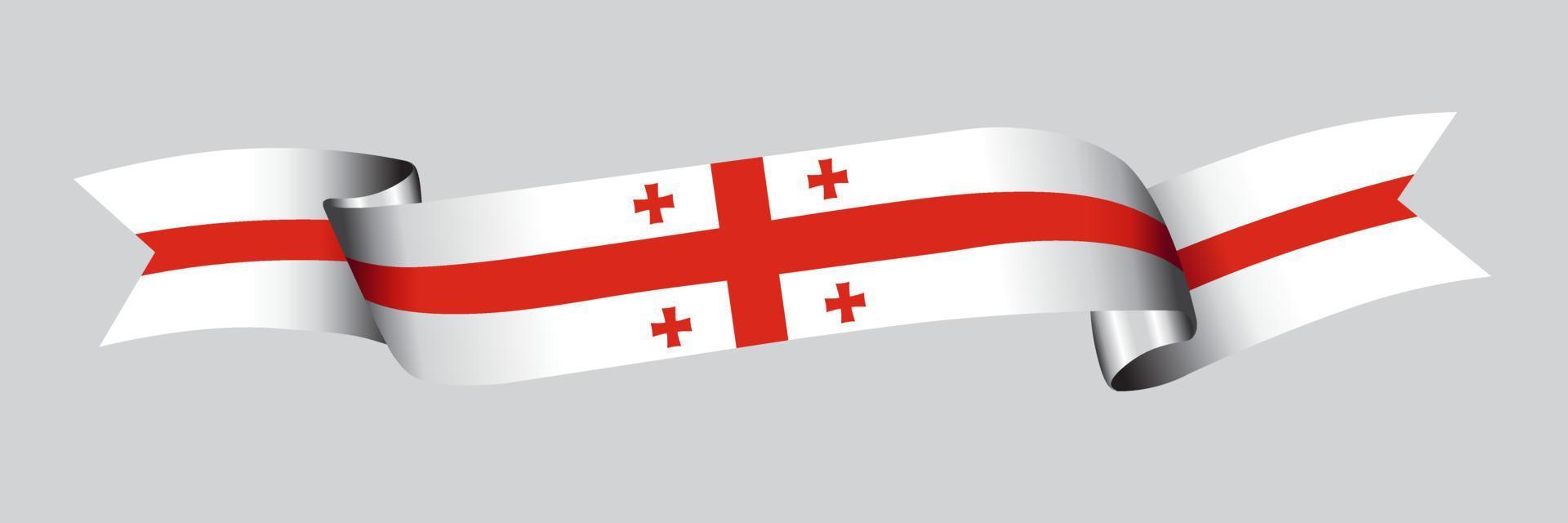3D Flag of Georgia on ribbon. vector