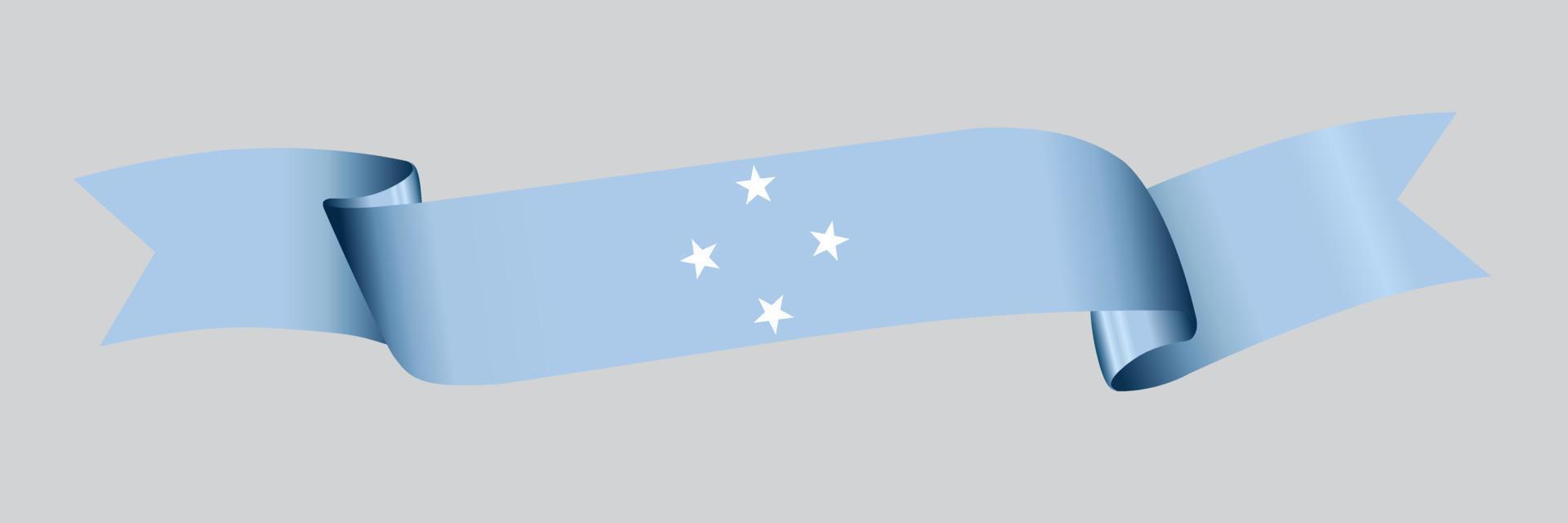3D Flag of Federated States of Micronesia on ribbon. vector