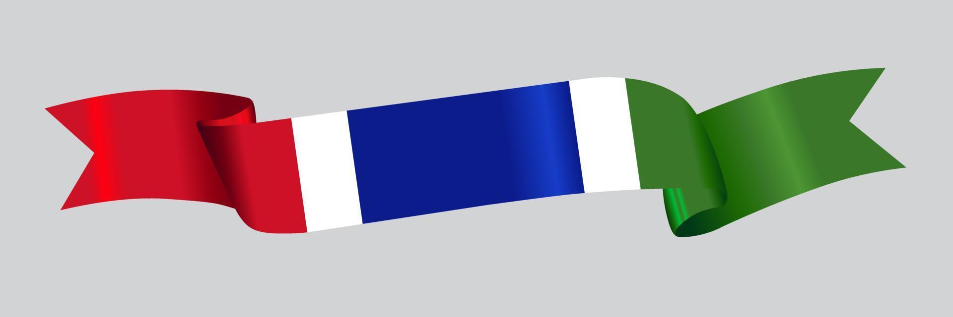 3D Flag of Gambia on ribbon. vector