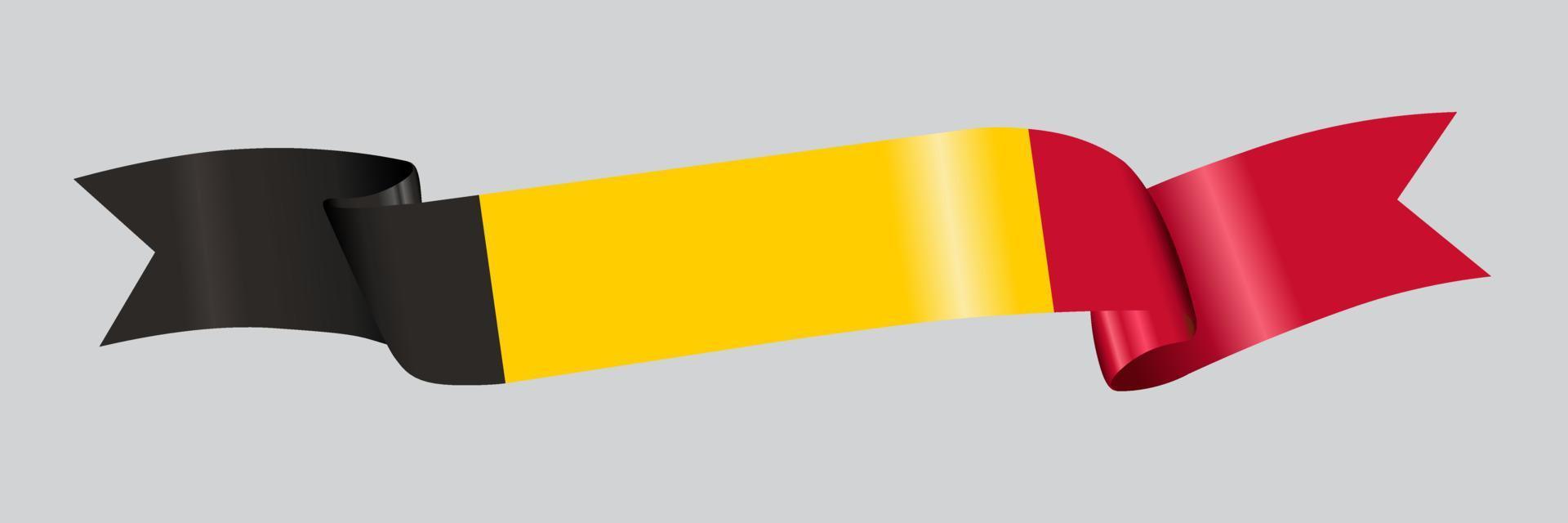3D Flag of Belgium on ribbon. vector