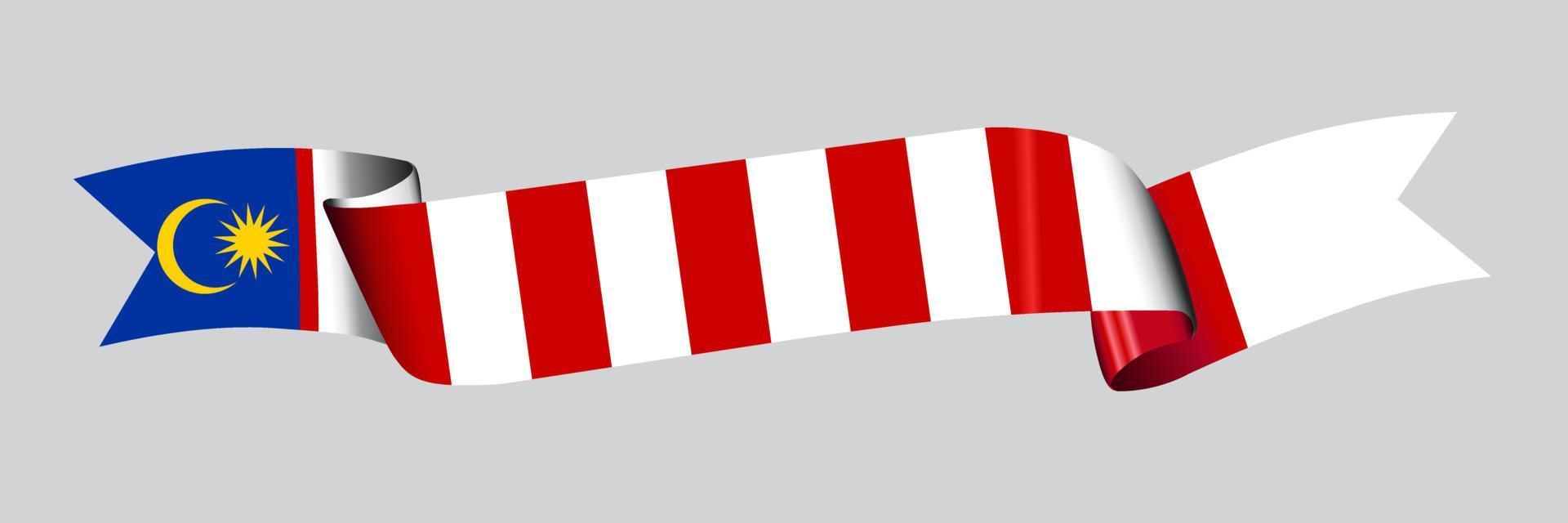 3D Flag of Malaysia on ribbon. vector