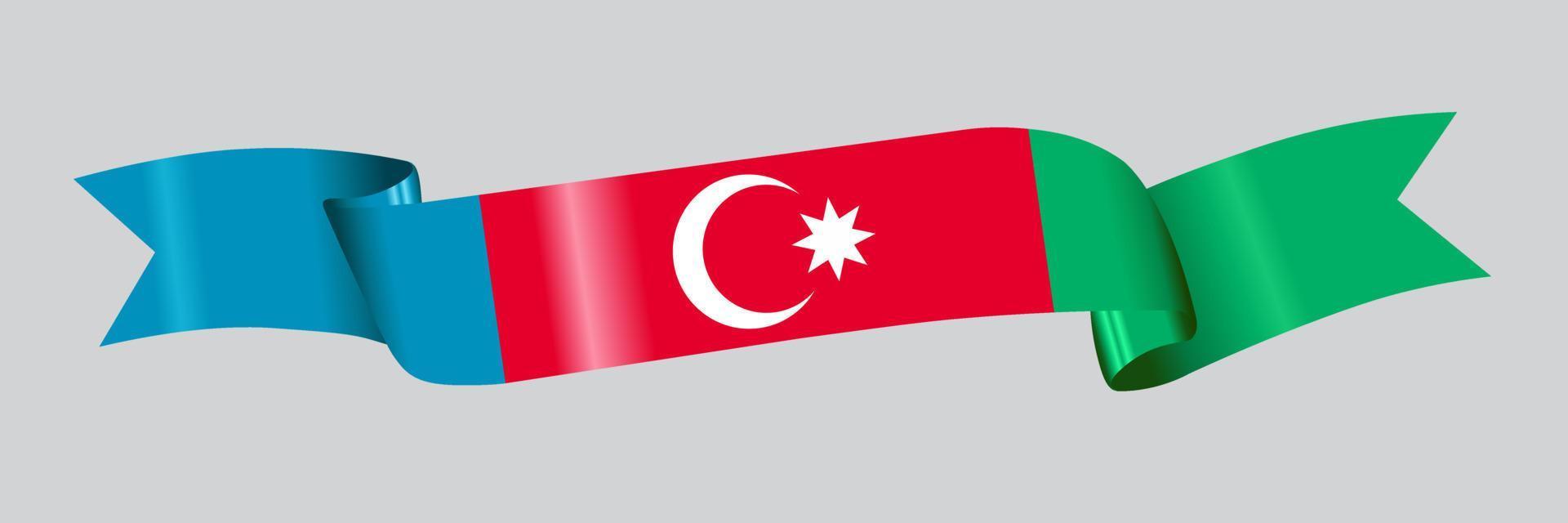 3D Flag of Azerbaijan on ribbon. vector