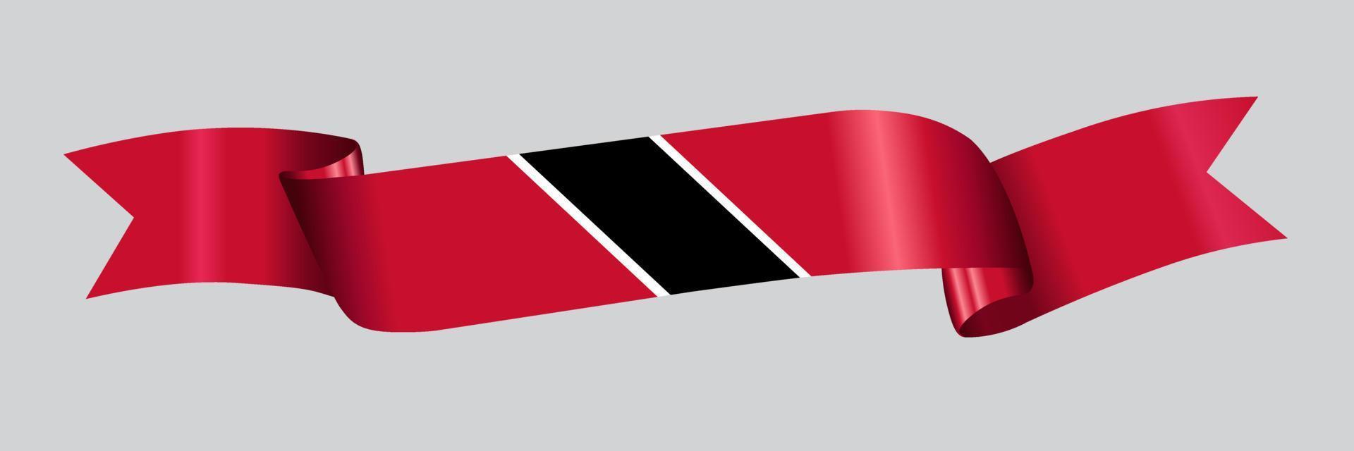 3D Flag of Trinidad and Tobago on ribbon. vector
