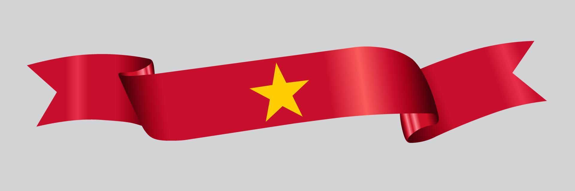 3D Flag of Vietnam on ribbon. vector