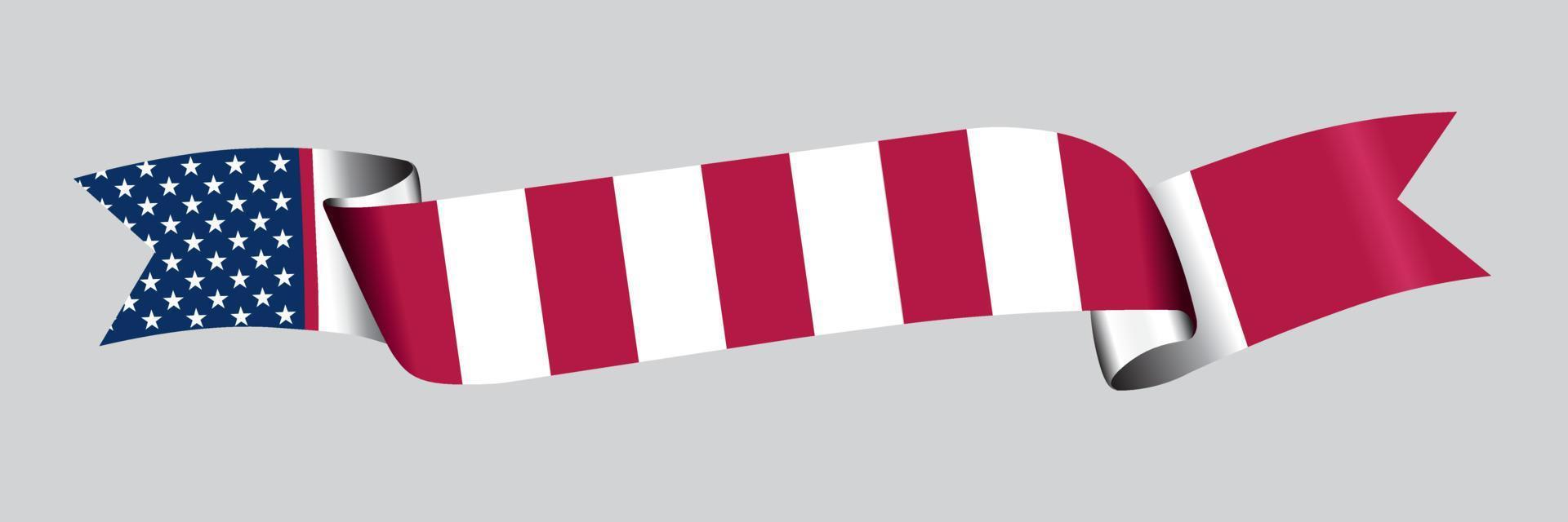 3d bandera de estados unidos de américa en cinta. vector