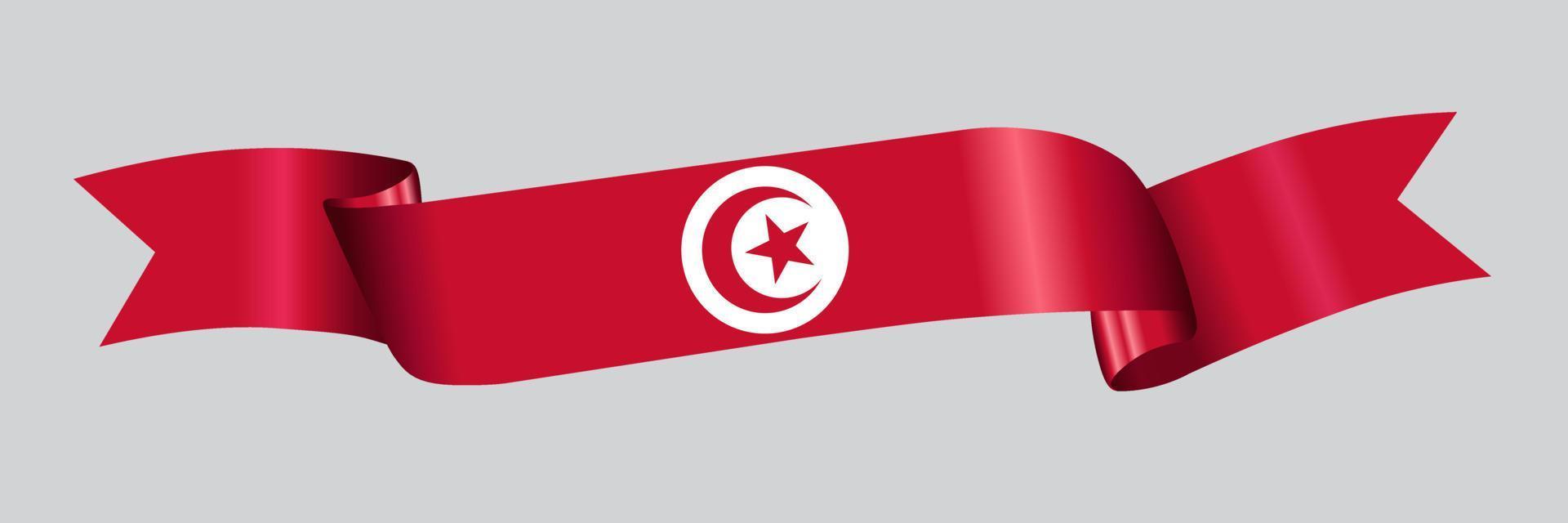 3D Flag of Tunisia on ribbon. vector