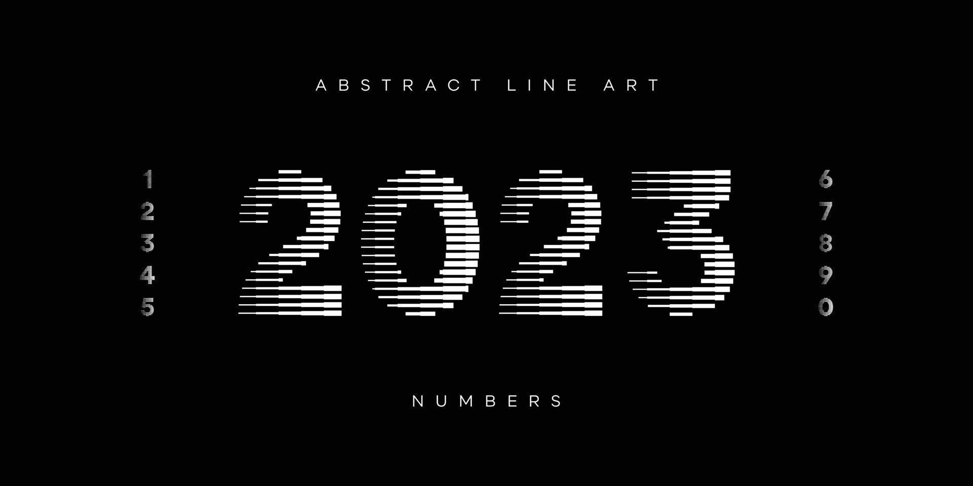 conjunto de números de arte de línea abstracta vector