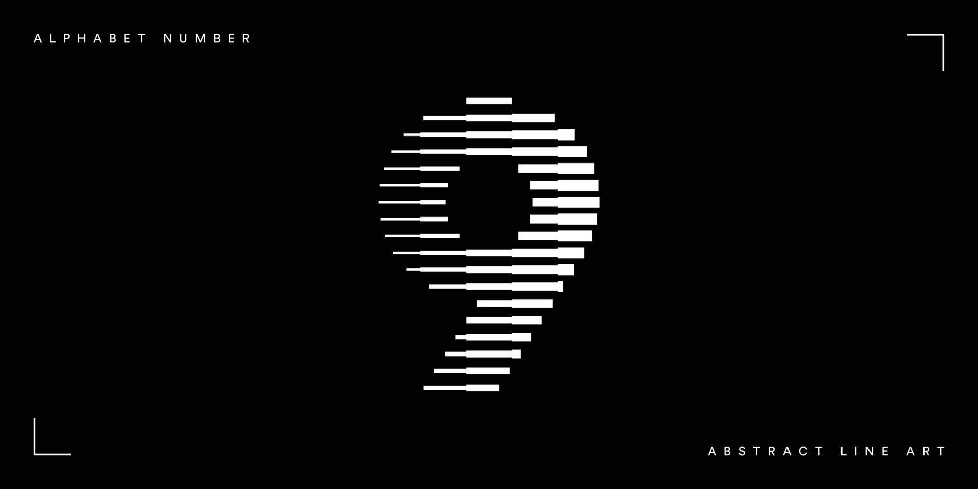 Number nine abstract line art vector