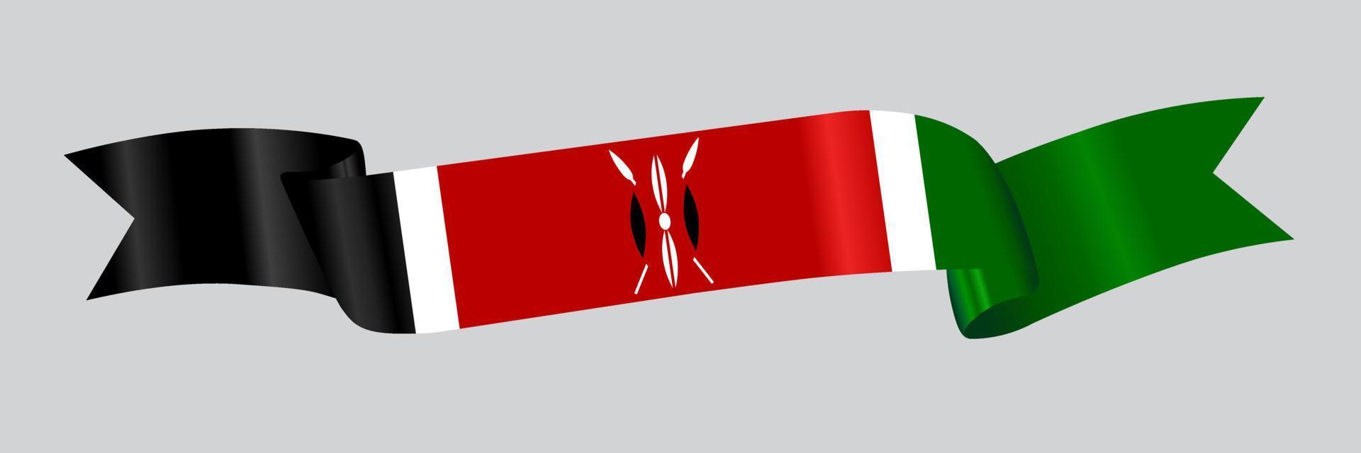 3D Flag of Kenya on ribbon. vector