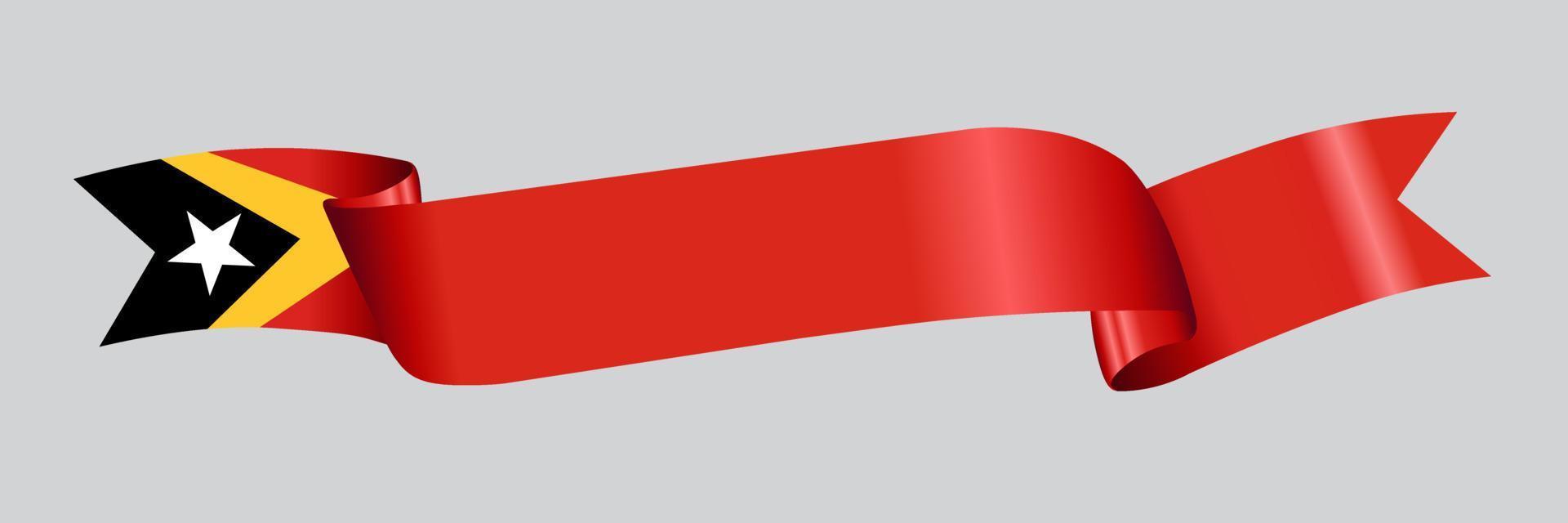 3D Flag of East Timor on ribbon. vector