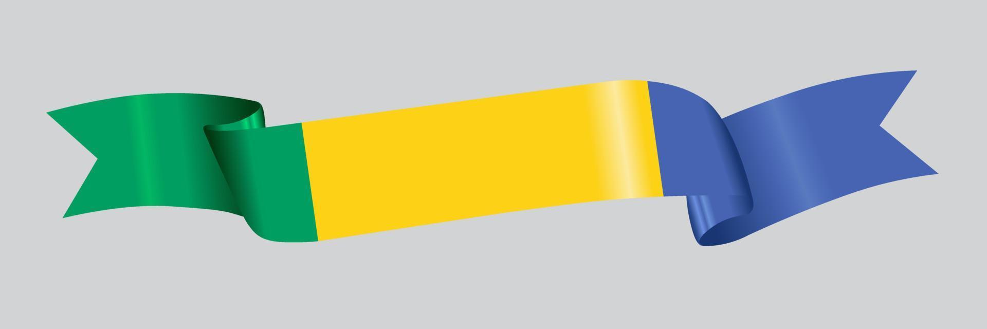 3D Flag of Gabon on ribbon. vector