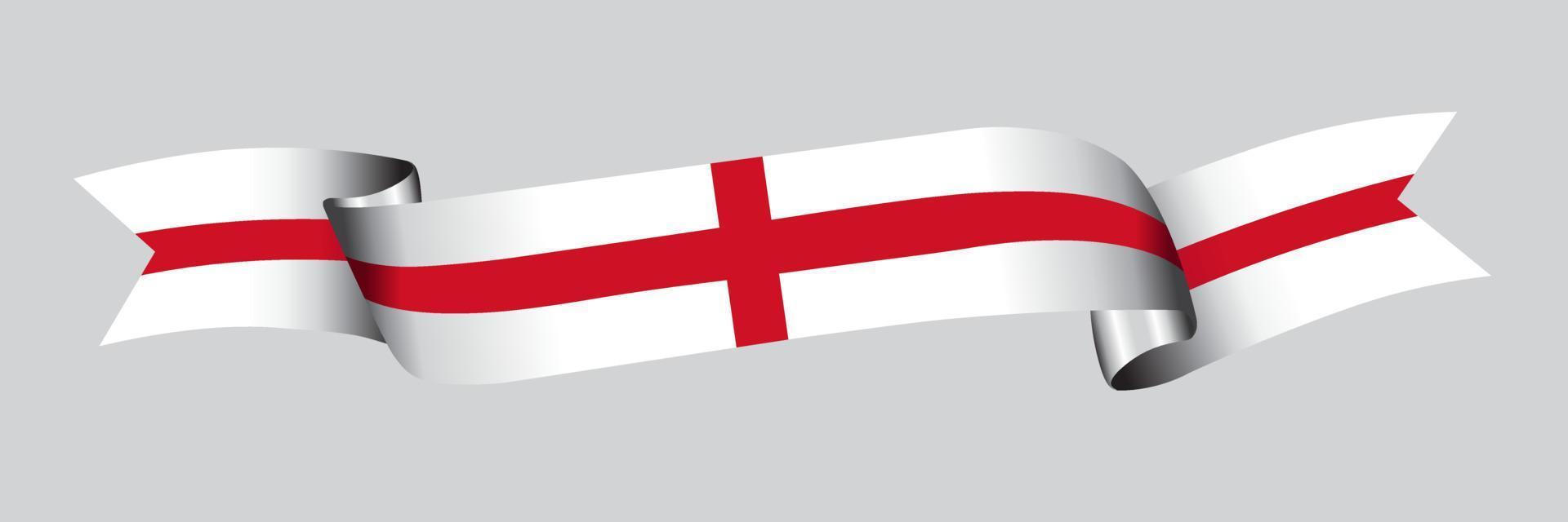 3D Flag of England on ribbon. vector