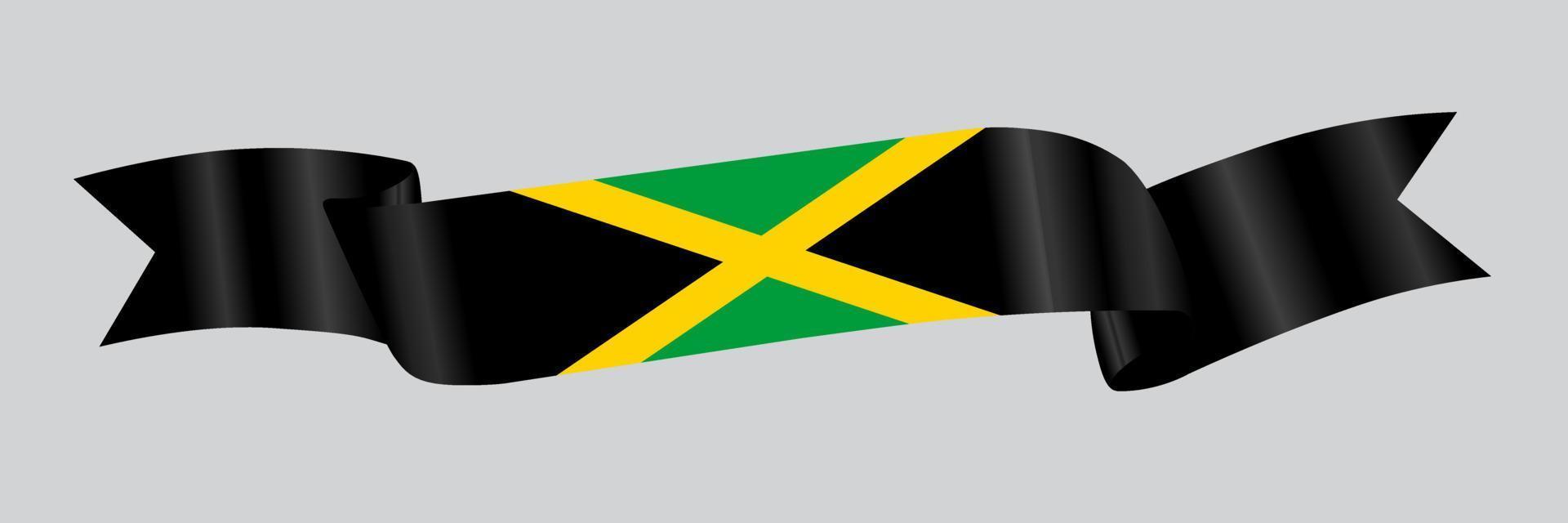 3D Flag of Jamaica on ribbon. vector