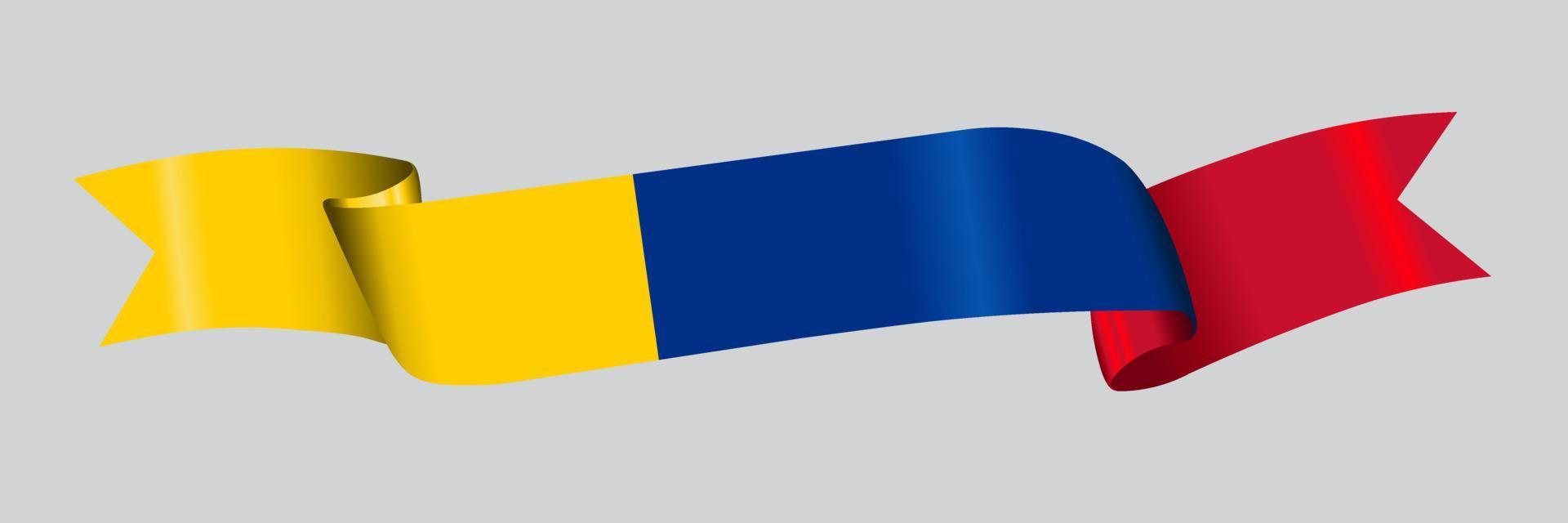 3D Flag of Colombia on ribbon. vector