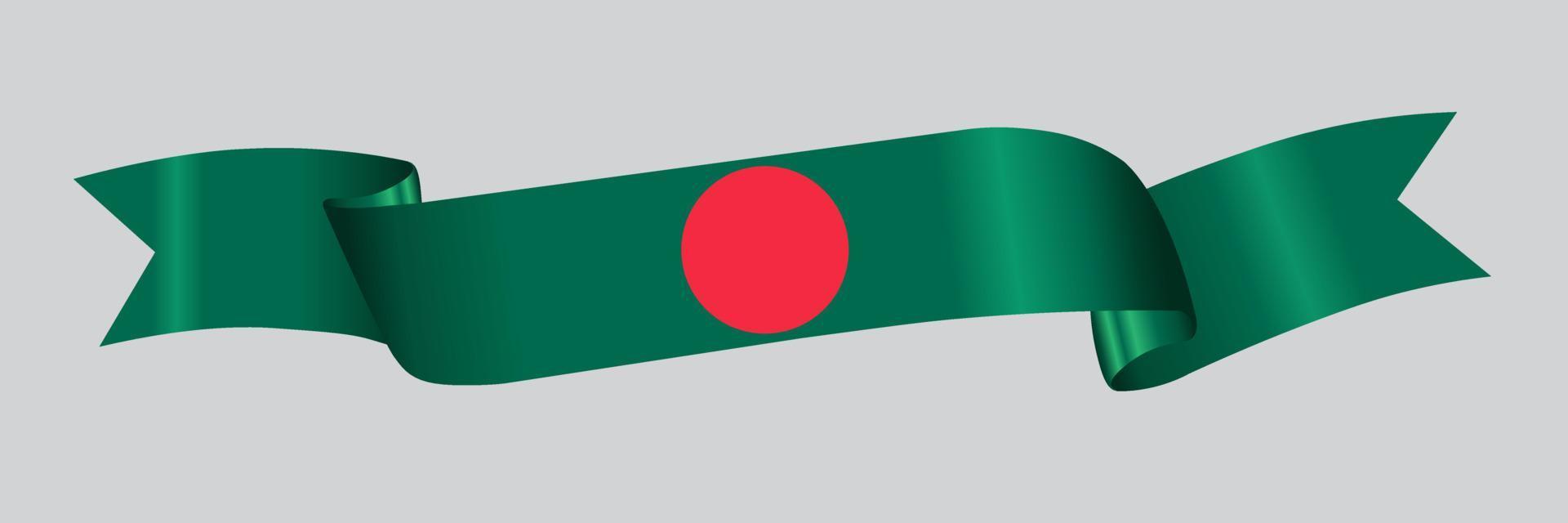 3D Flag of Bangladesh on ribbon. vector