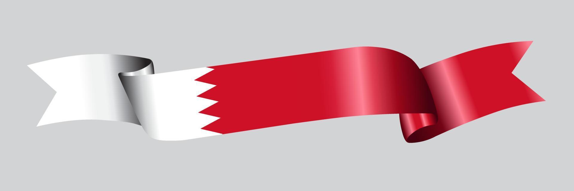 3D Flag of Bahrain on ribbon. vector