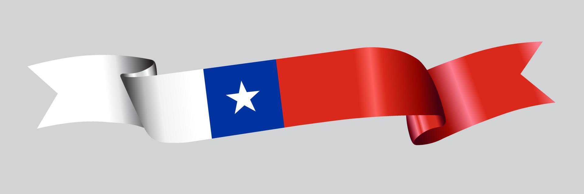 3D Flag of Chile on ribbon. vector