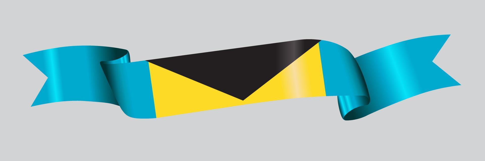 3D Flag of Bahamas on ribbon. vector