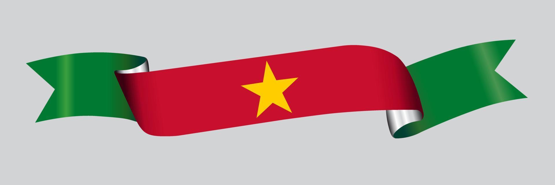 3D Flag of Suriname on ribbon. vector