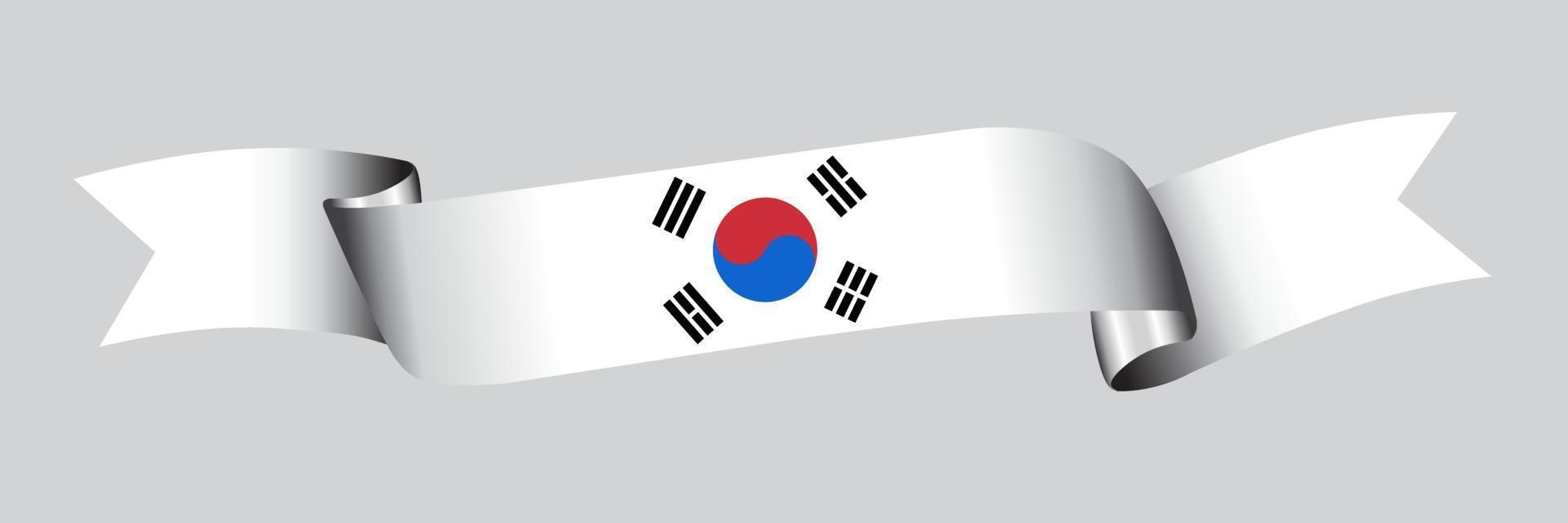 3D Flag of South Korea on ribbon. vector
