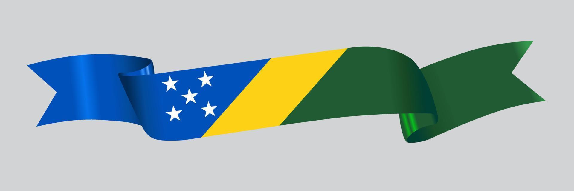 3D Flag of Solomon Islands on ribbon. vector