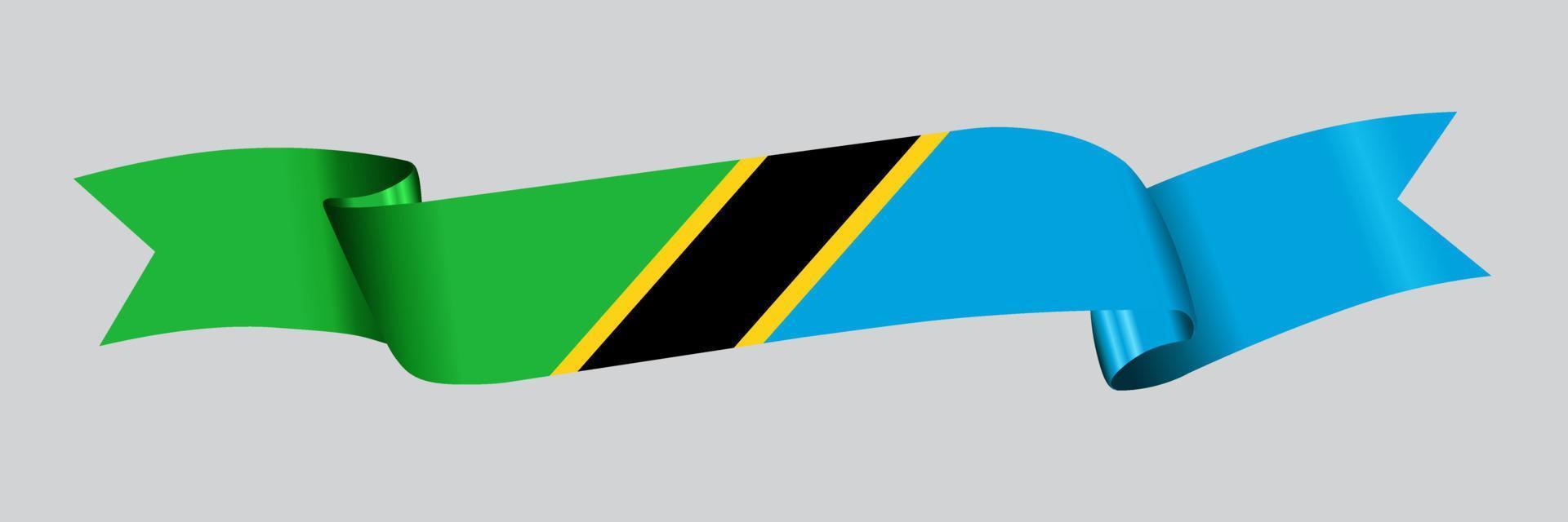 3D Flag of Tanzania on ribbon. vector