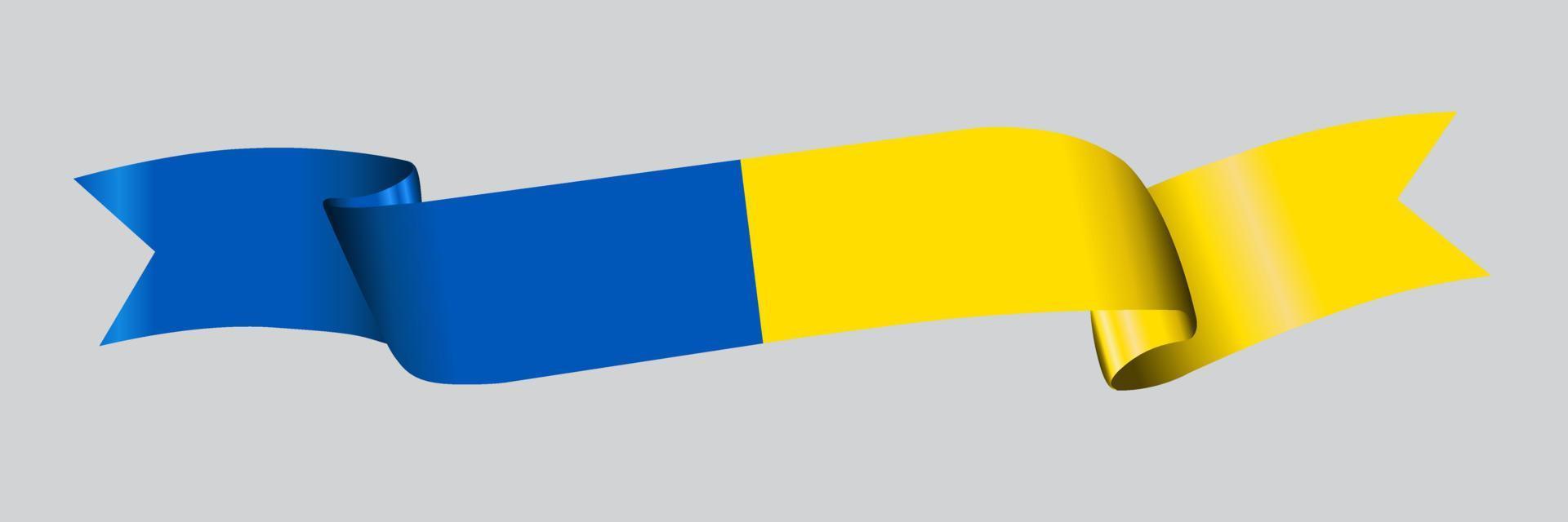 3D Flag of Ukraine on ribbon. vector