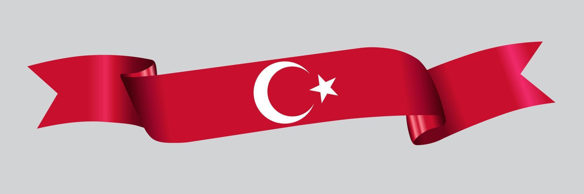 3d bandera de turquía en cinta. vector