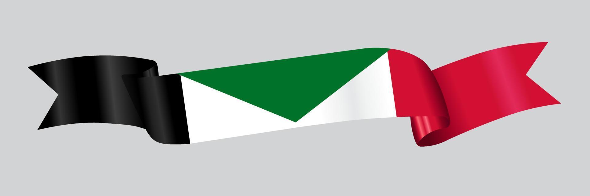 3D Flag of Sudan on ribbon. vector