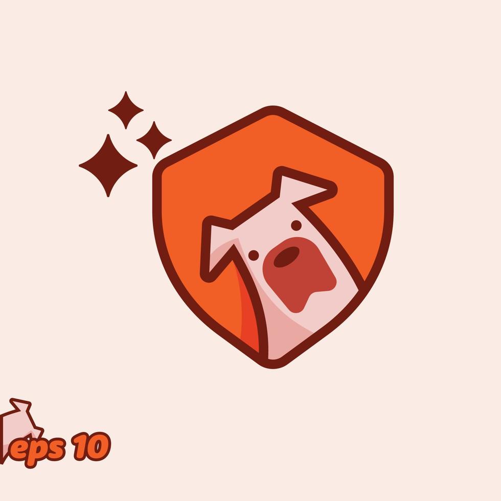 Peeking Dog Shield Protection Icon vector