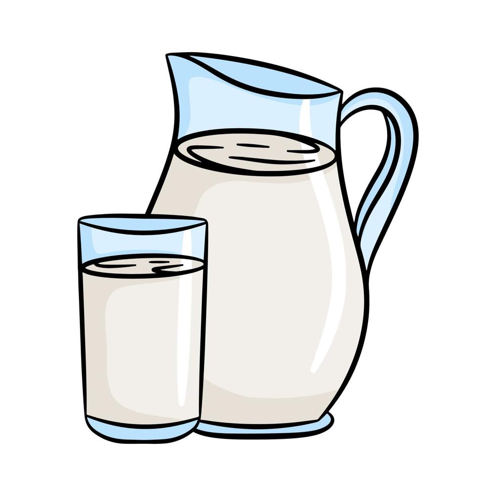 Jug and glass of milk vector