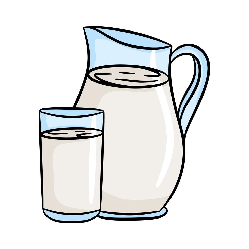 jarra y vaso de leche vector