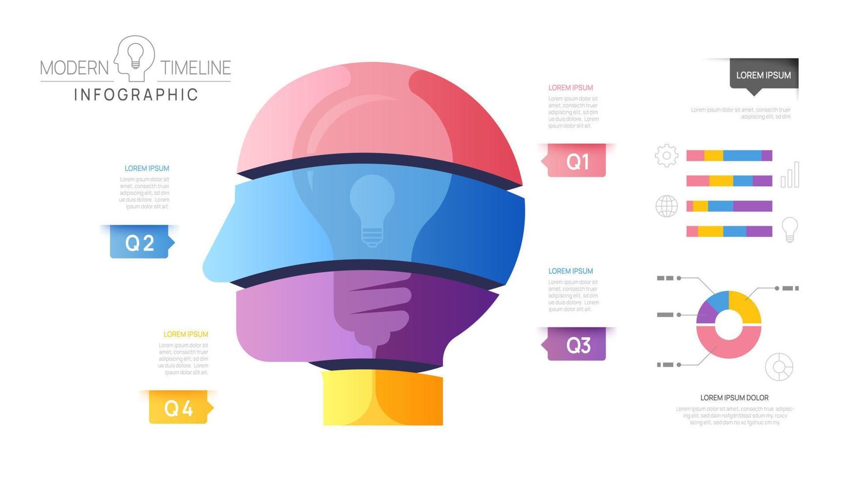 Infographic Timeline diagram template for education. 4 Steps Modern roadmap with head topics, for vector infographics, flow charts, presentations.