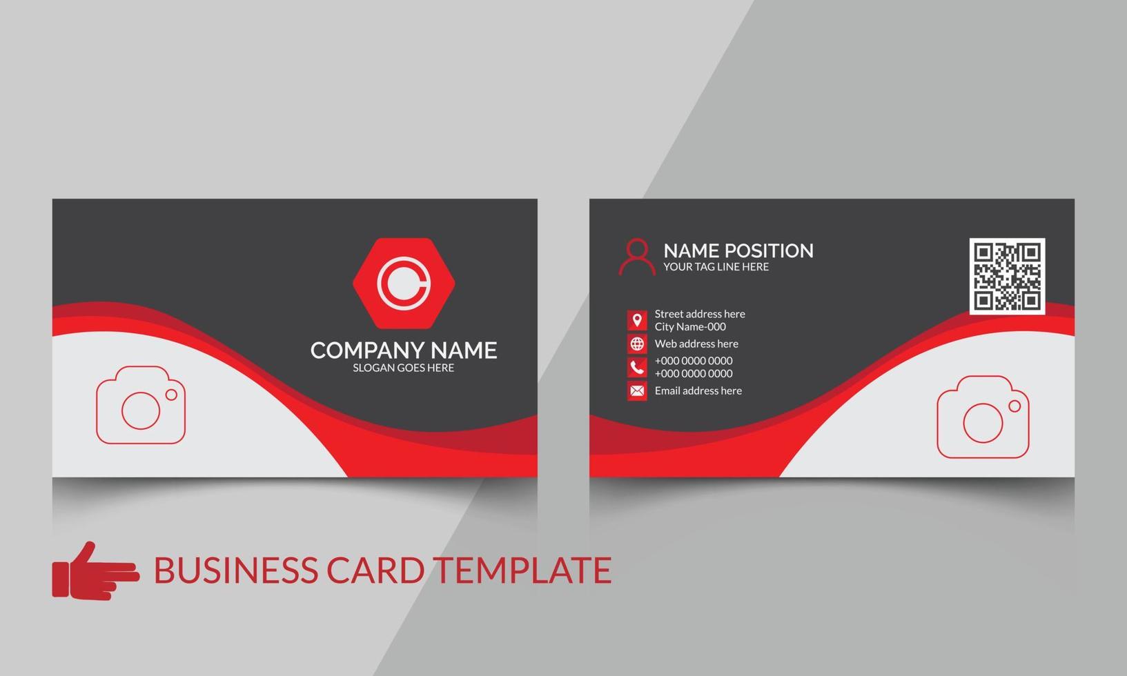 Stylish wave business card template design Free Vector