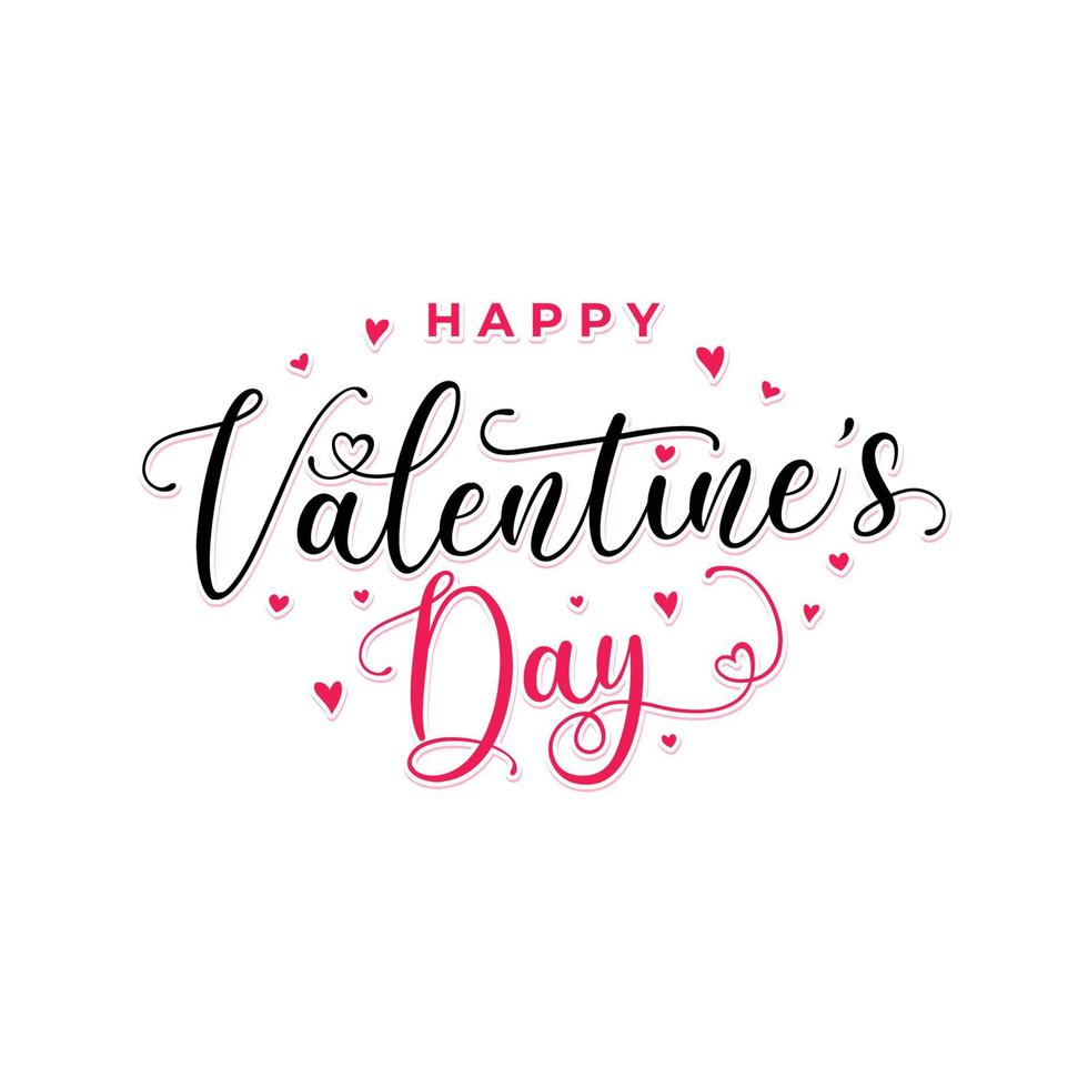 Happy valentine's day typography text with heart pattern. vector