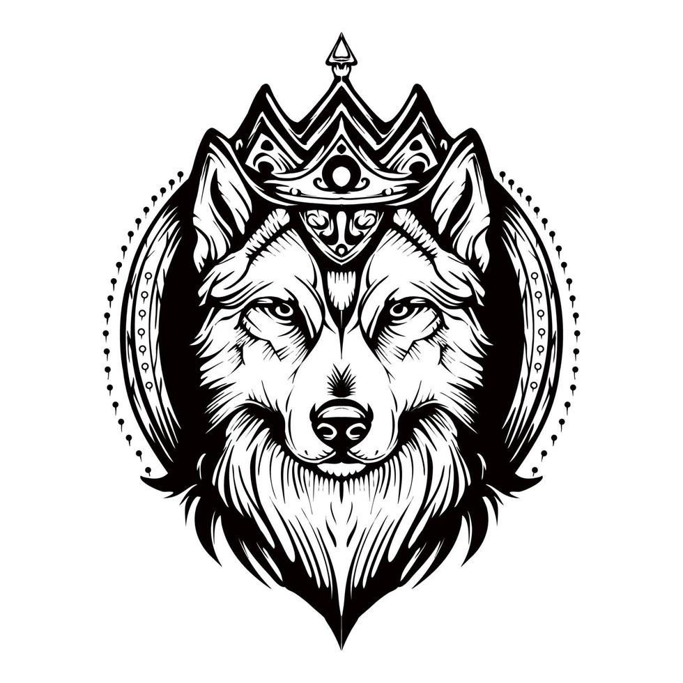 Husky Silhouette Outline Drawing vector