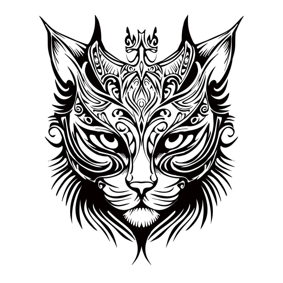 Cat Silhouette Outline Drawing vector