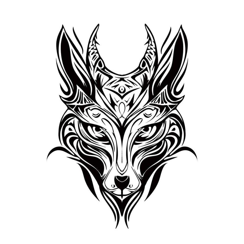 Fox Silhouette tribal Outline Drawing vector