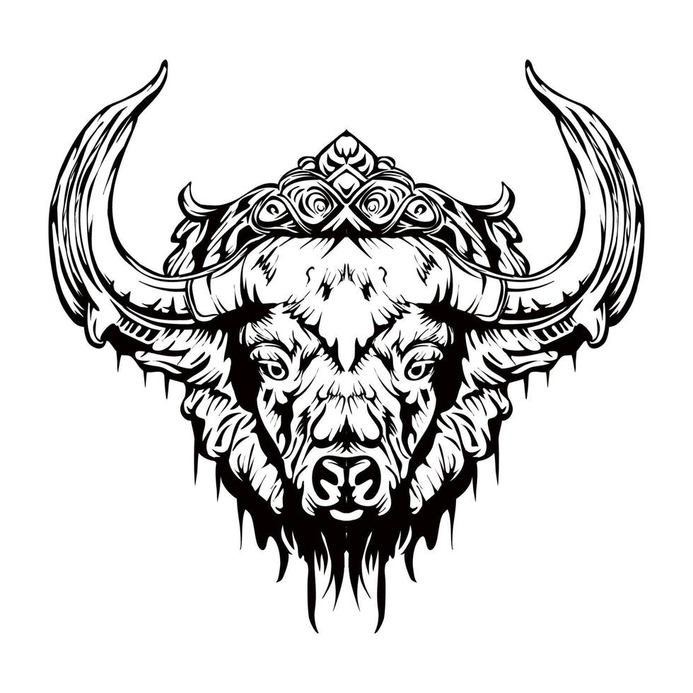 Buffalo Silhouette Outline Drawing vector