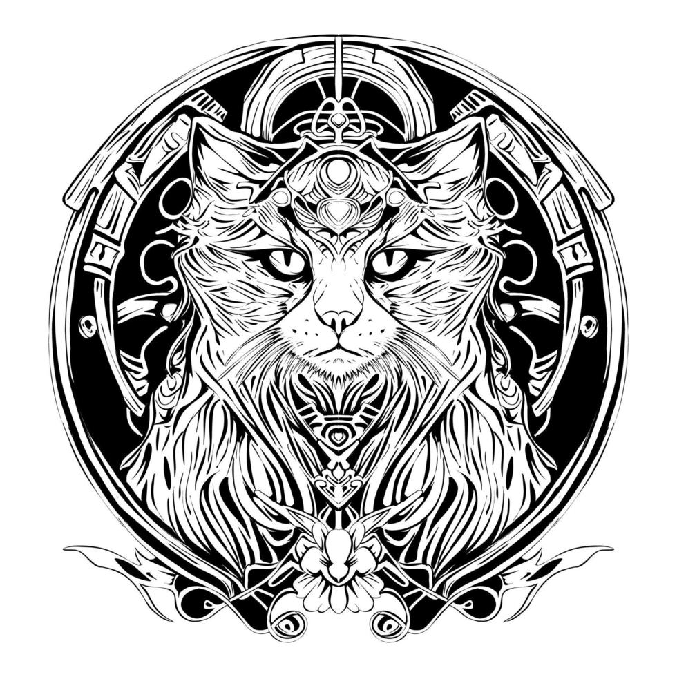 Cat Silhouette Outline Drawing vector
