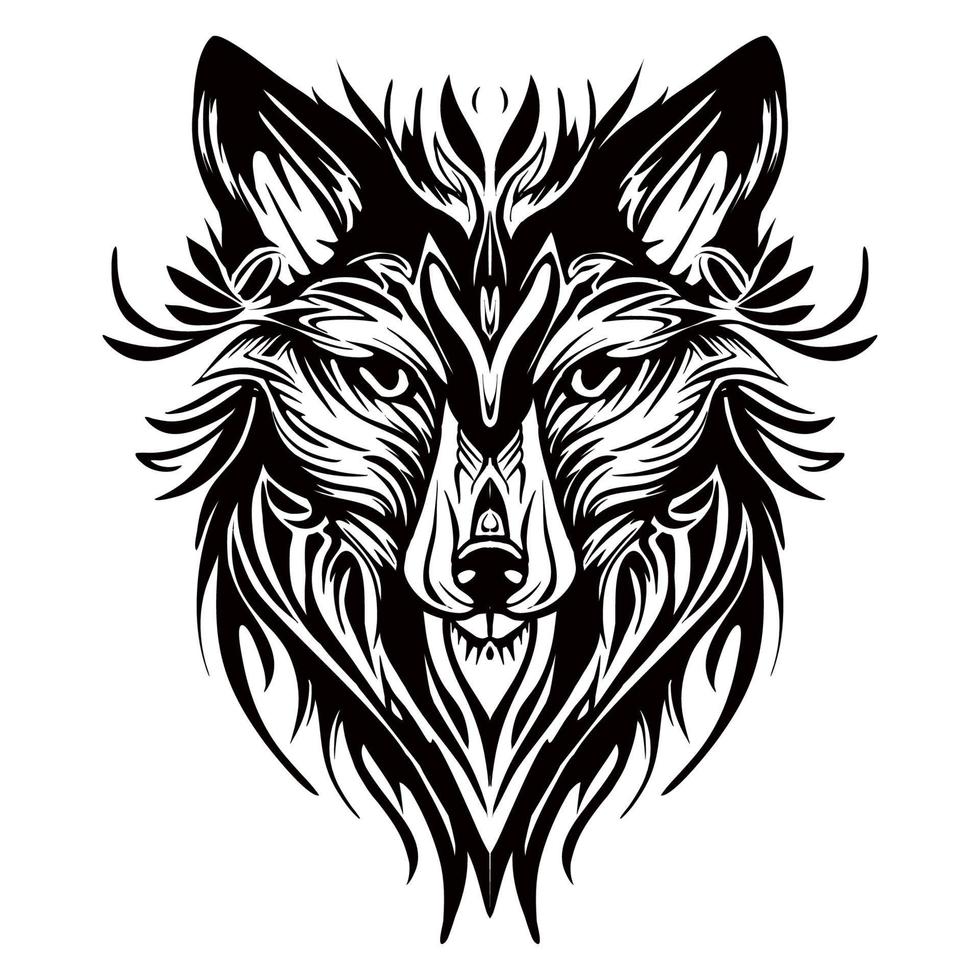 Fox Silhouette tribal Outline Drawing vector