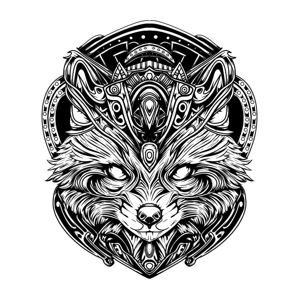 Racoon Silhouette Outline Drawing vector
