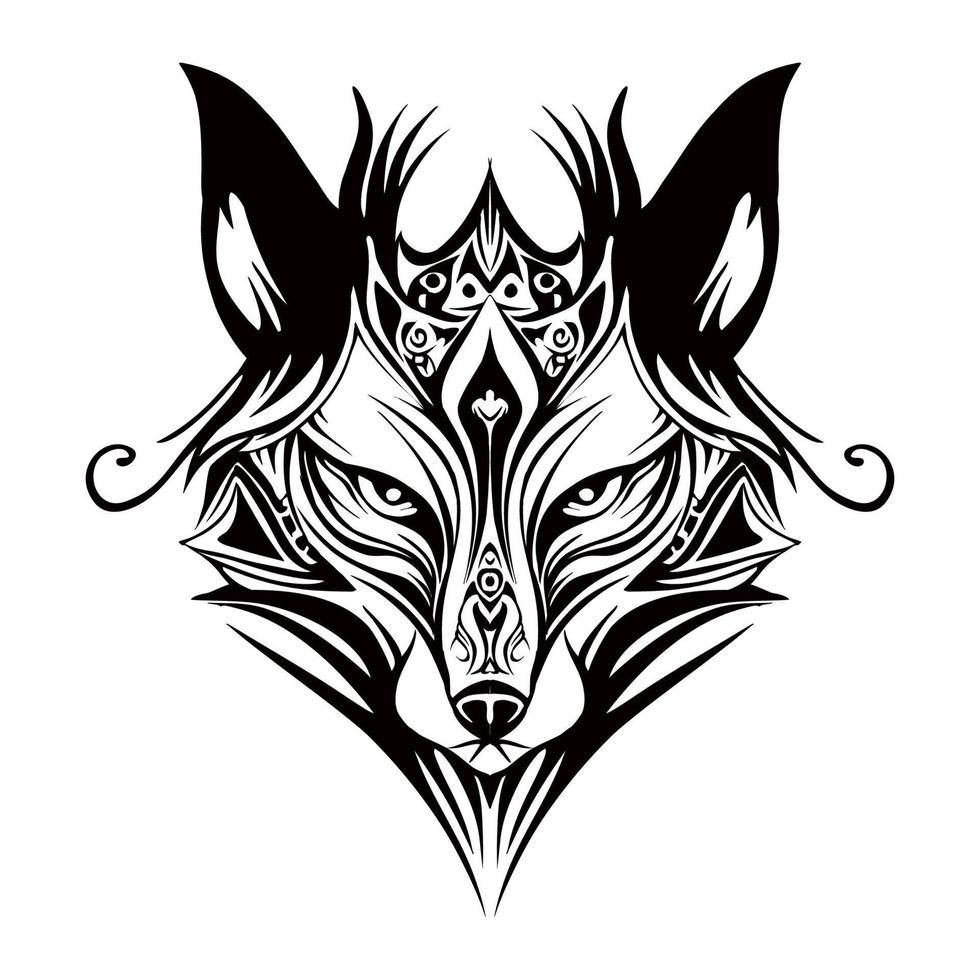 Fox Silhouette tribal Outline Drawing vector