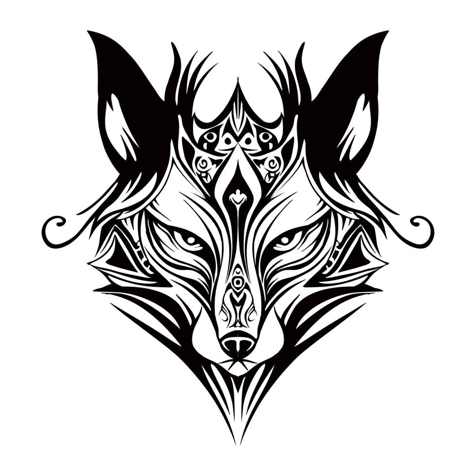 Fox Silhouette tribal Outline Drawing vector