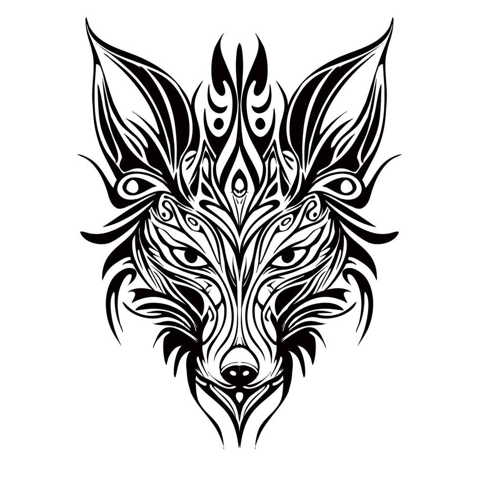 Fox Silhouette tribal Outline Drawing vector