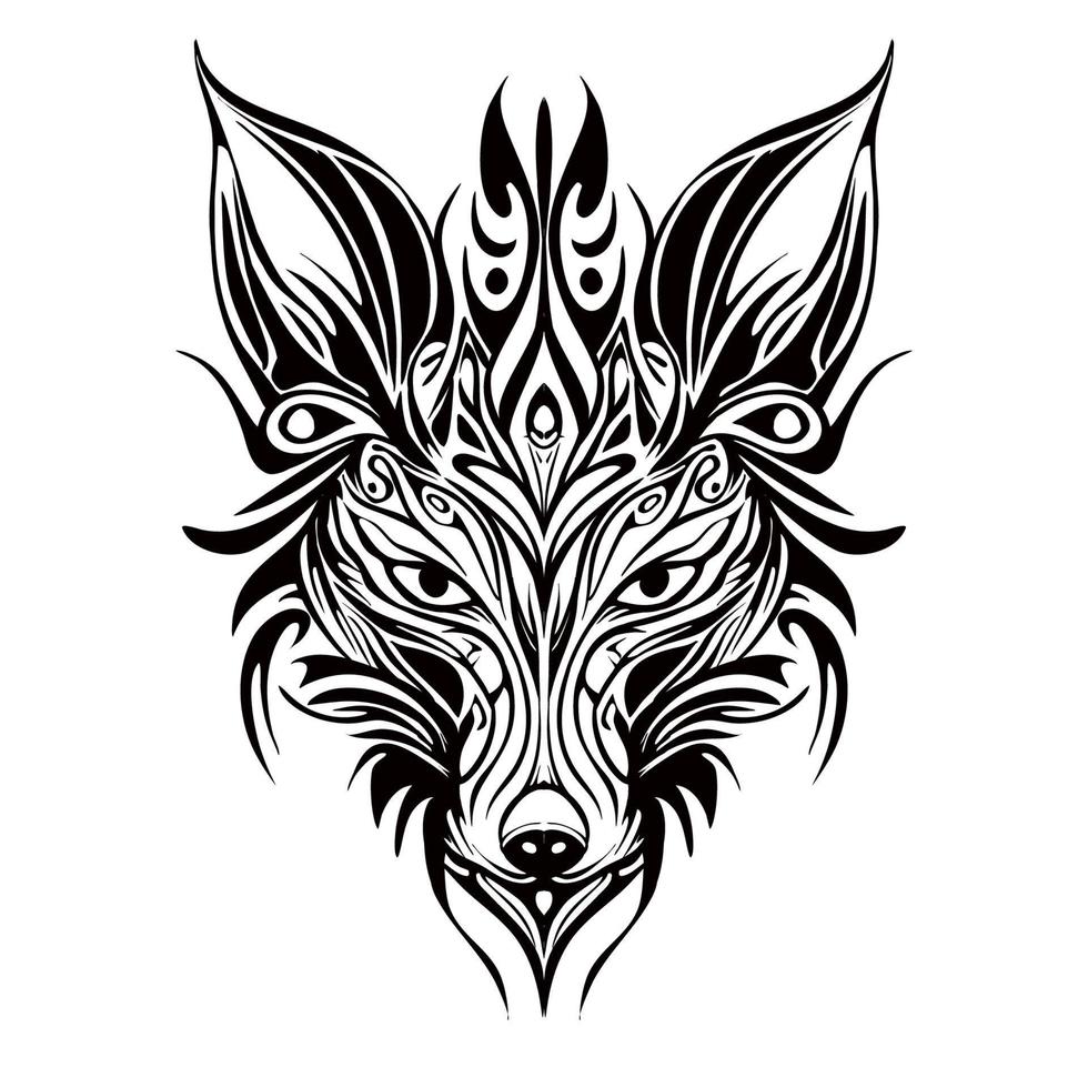 Fox Silhouette tribal Outline Drawing vector