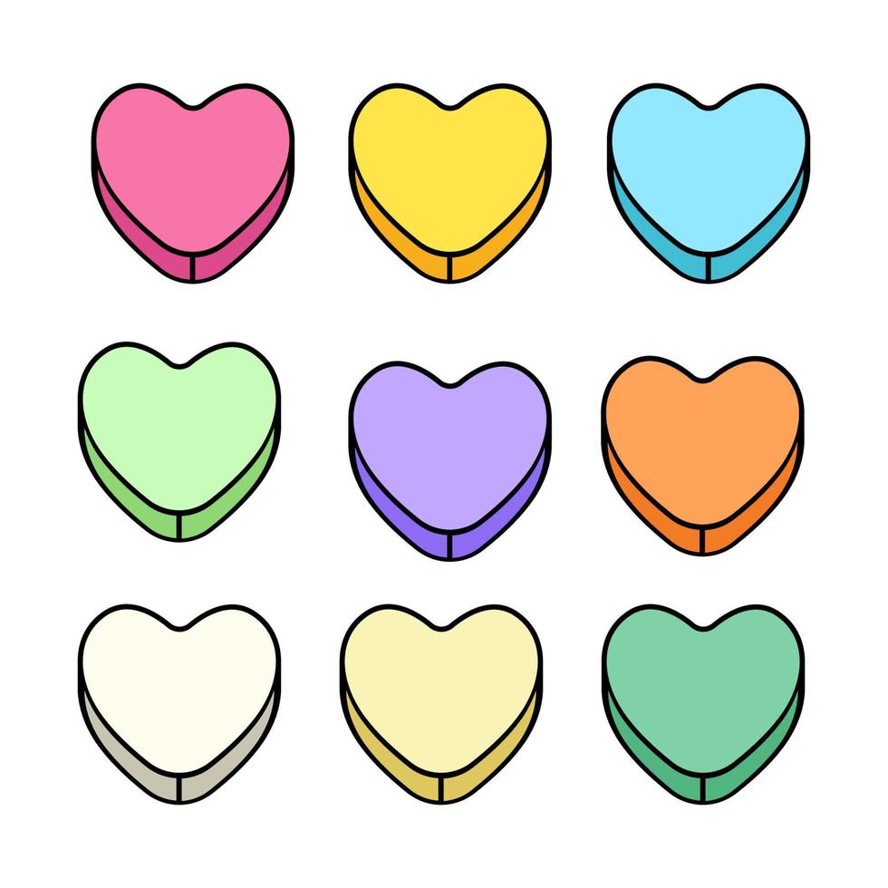 Conversation Valentines Day colorful sweets candy hearts love icon vector